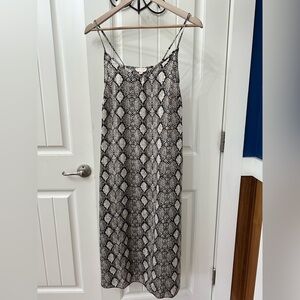See You Monday Black Tan Snake Print nightgown slip dress sz M